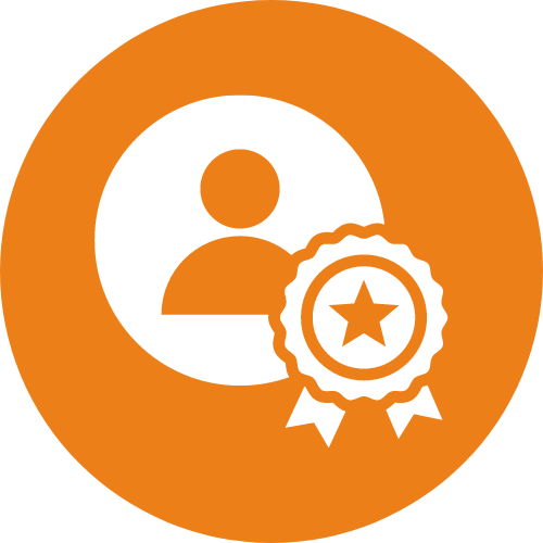 Cartoon icon of person and badge