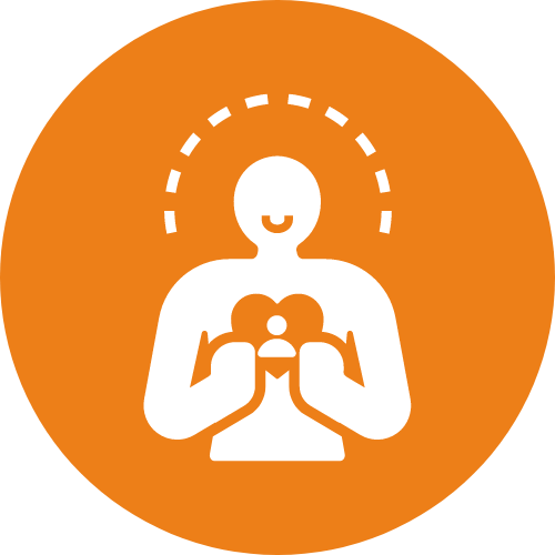 Cartoon icon of person holding love heart